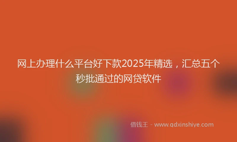 网上办理什么平台好下款2025年精选，汇总五个秒批通过的网贷软件