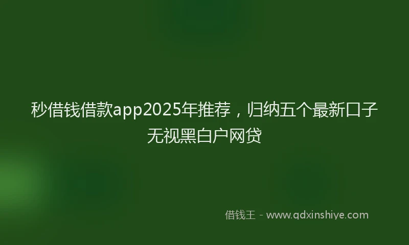 秒借钱借款app2025年推荐，归纳五个最新口子无视黑白户网贷