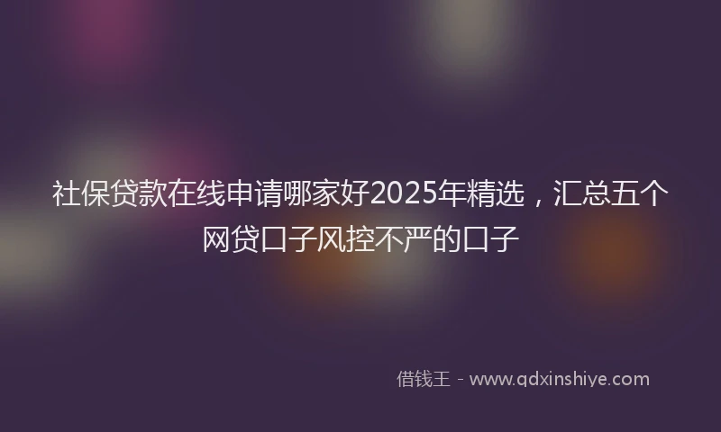 社保贷款在线申请哪家好2025年精选，汇总五个网贷口子风控不严的口子