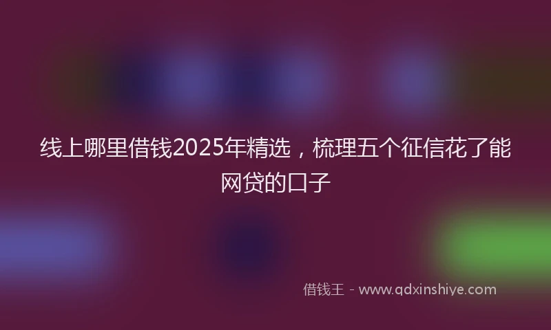 线上哪里借钱2025年精选，梳理五个征信花了能网贷的口子