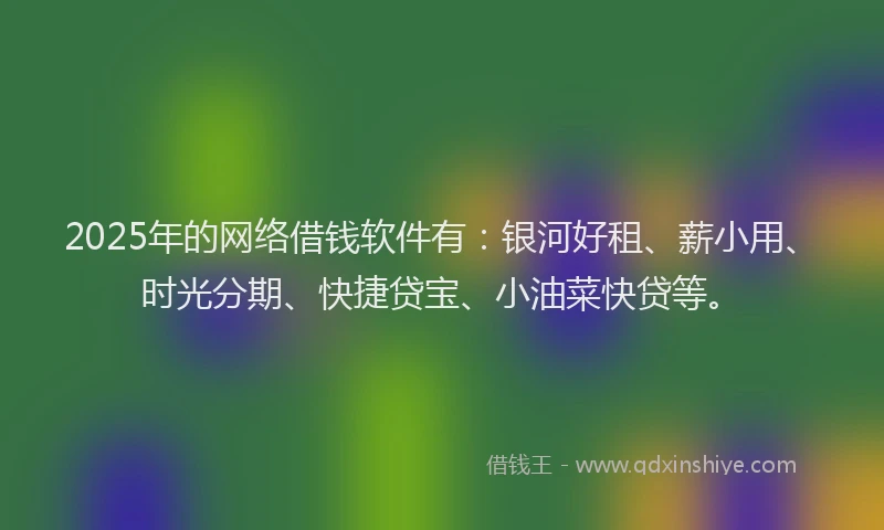 2025年的网络借钱软件有：银河好租、薪小用、时光分期、快捷贷宝、小油菜快贷等。