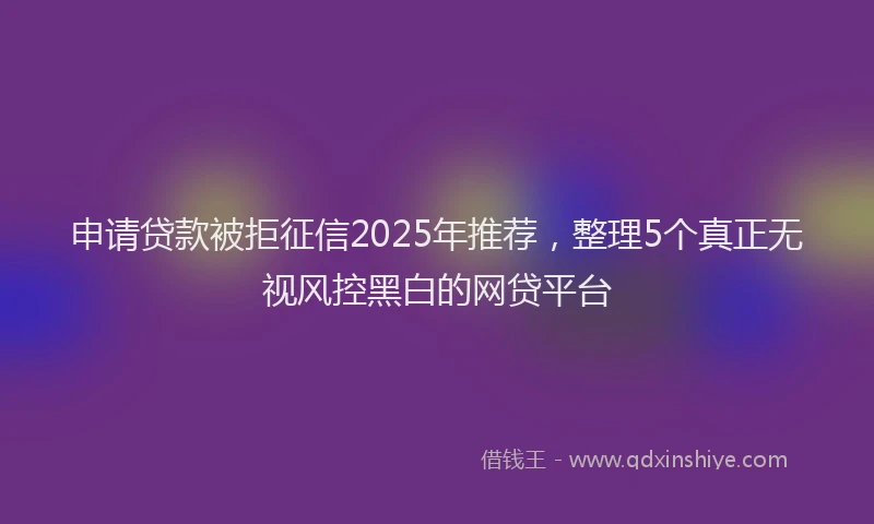 申请贷款被拒征信2025年推荐，整理5个真正无视风控黑白的网贷平台