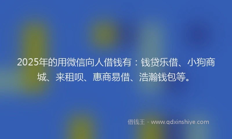 2025年的用微信向人借钱有：钱贷乐借、小狗商城、来租呗、惠商易借、浩瀚钱包等。