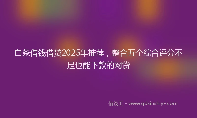 白条借钱借贷2025年推荐，整合五个综合评分不足也能下款的网贷
