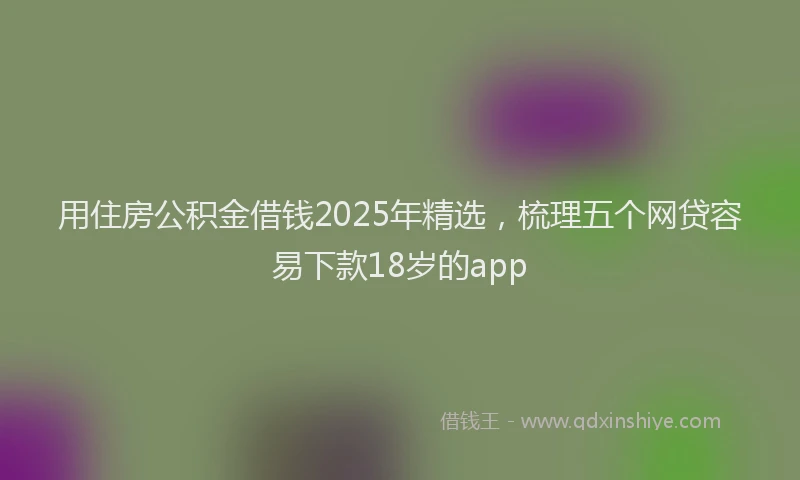 用住房公积金借钱2025年精选，梳理五个网贷容易下款18岁的app