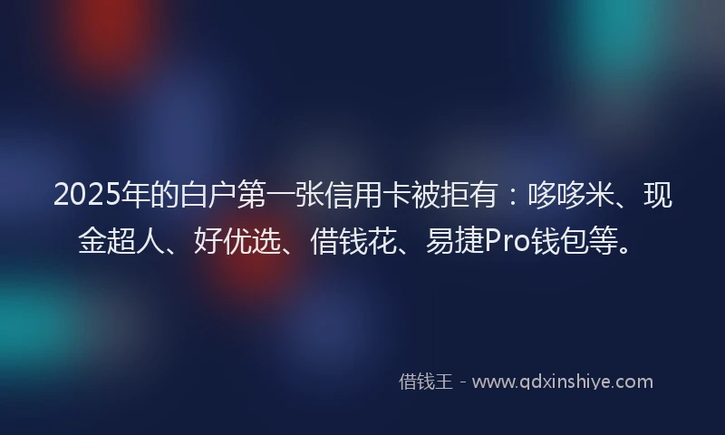 2025年的白户第一张信用卡被拒有：哆哆米、现金超人、好优选、借钱花、易捷Pro钱包等。