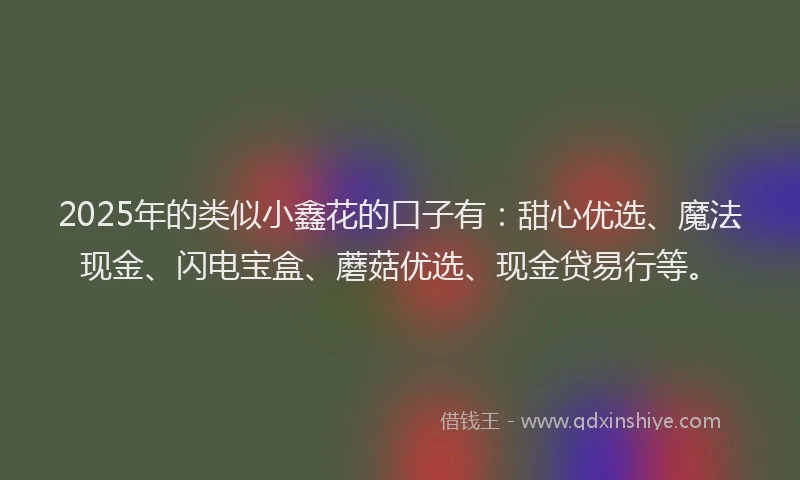 2025年的类似小鑫花的口子有：甜心优选、魔法现金、闪电宝盒、蘑菇优选、现金贷易行等。