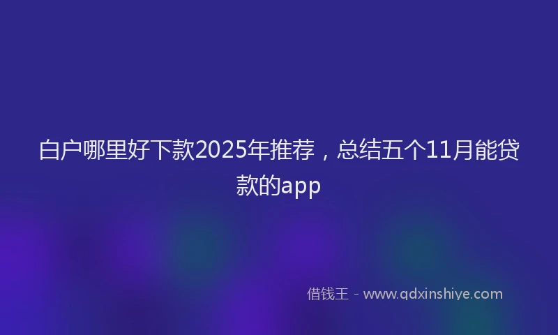 白户哪里好下款2025年推荐，总结五个11月能贷款的app