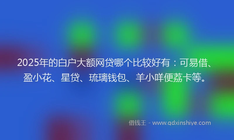 2025年的白户大额网贷哪个比较好有：可易借、盈小花、星贷、琉璃钱包、羊小咩便荔卡等。