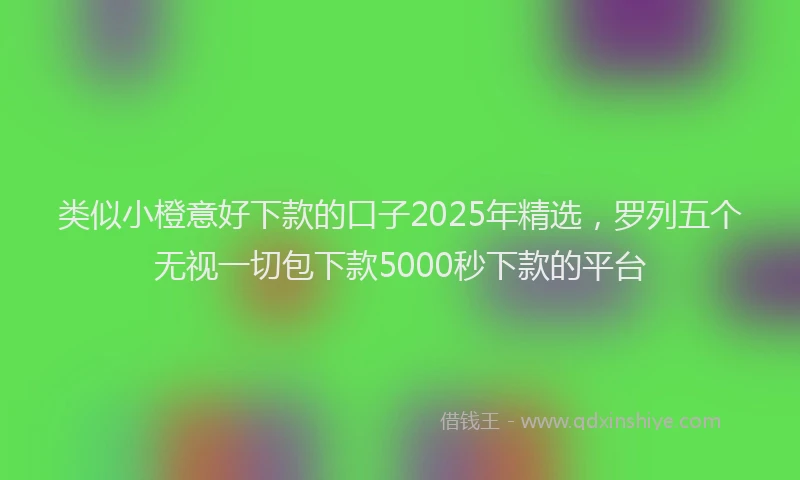 类似小橙意好下款的口子2025年精选，罗列五个无视一切包下款5000秒下款的平台