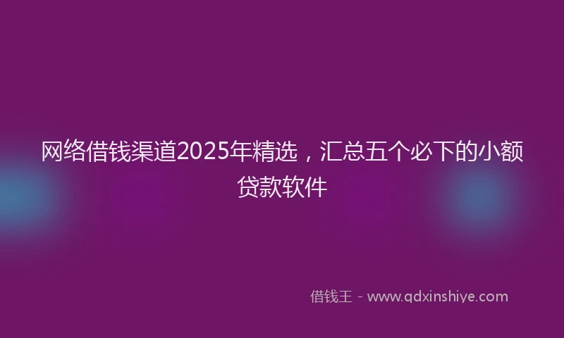 网络借钱渠道2025年精选，汇总五个必下的小额贷款软件