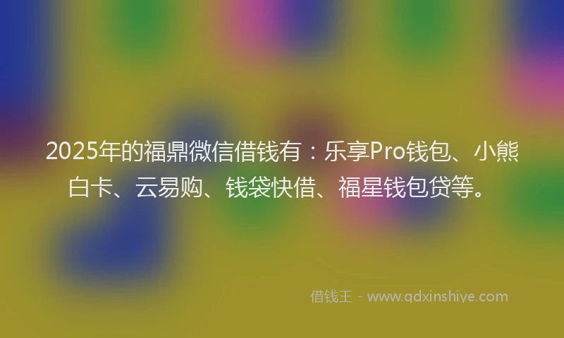 2025年的福鼎微信借钱有：乐享Pro钱包、小熊白卡、云易购、钱袋快借、福星钱包贷等。