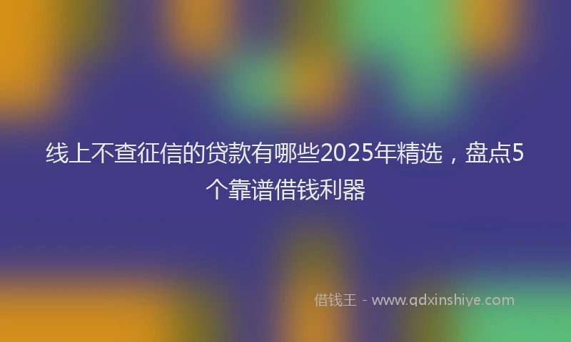 线上不查征信的贷款有哪些2025年精选，盘点5个靠谱借钱利器