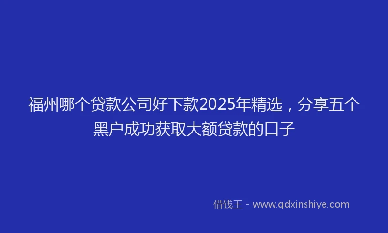 福州哪个贷款公司好下款2025年精选，分享五个黑户成功获取大额贷款的口子