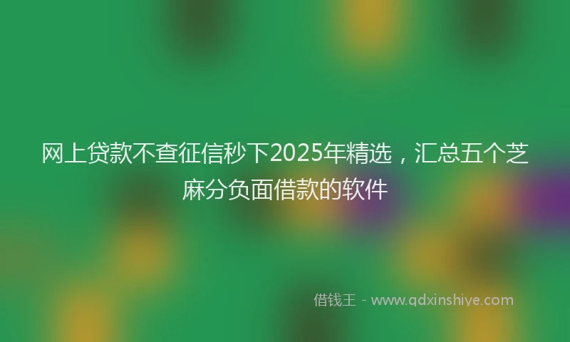网上贷款不查征信秒下2025年精选，汇总五个芝麻分负面借款的软件