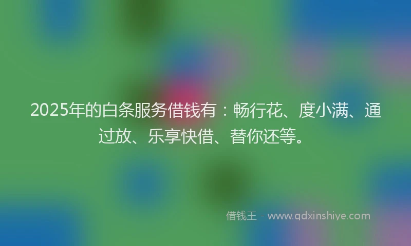 2025年的白条服务借钱有：畅行花、度小满、通过放、乐享快借、替你还等。