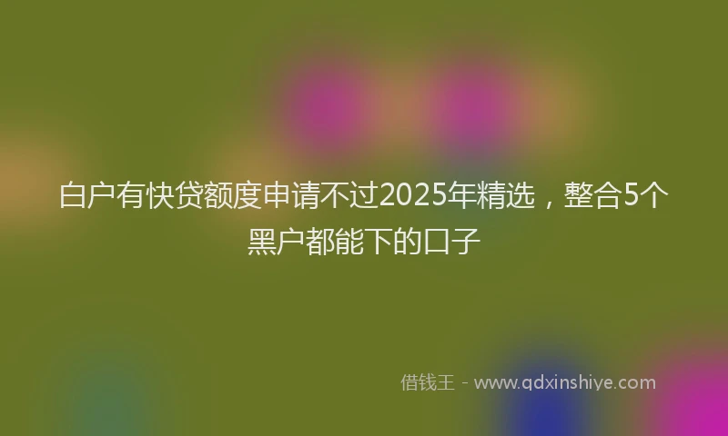 白户有快贷额度申请不过2025年精选，整合5个黑户都能下的口子
