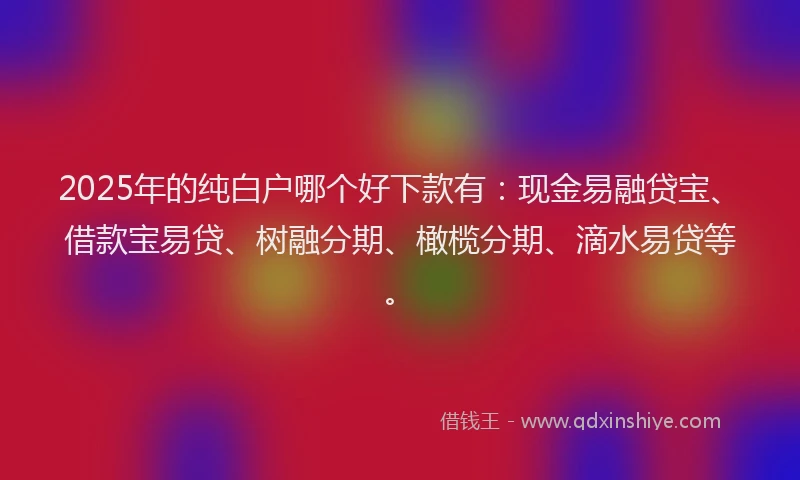 2025年的纯白户哪个好下款有：现金易融贷宝、借款宝易贷、树融分期、橄榄分期、滴水易贷等。