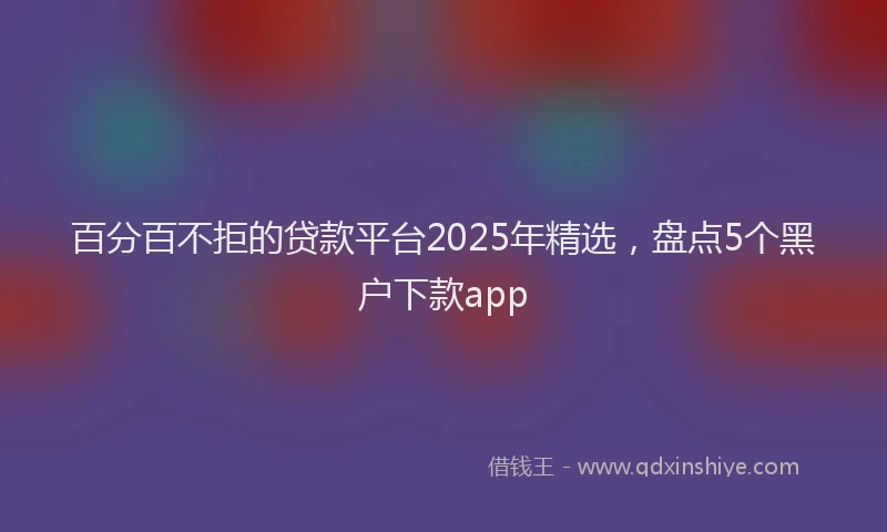 百分百不拒的贷款平台2025年精选，盘点5个黑户下款app