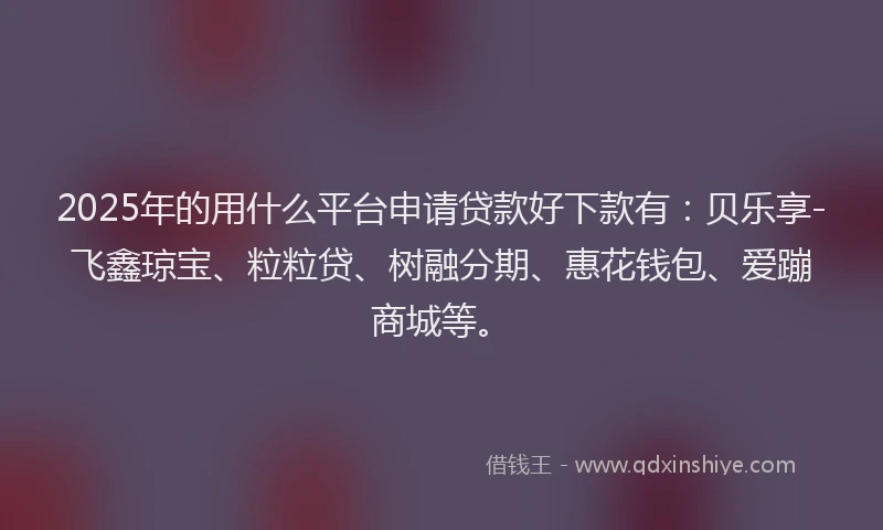 2025年的用什么平台申请贷款好下款有：贝乐享-飞鑫琼宝、粒粒贷、树融分期、惠花钱包、爱蹦商城等。
