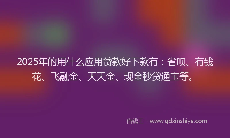 2025年的用什么应用贷款好下款有：省呗、有钱花、飞融金、天天金、现金秒贷通宝等。