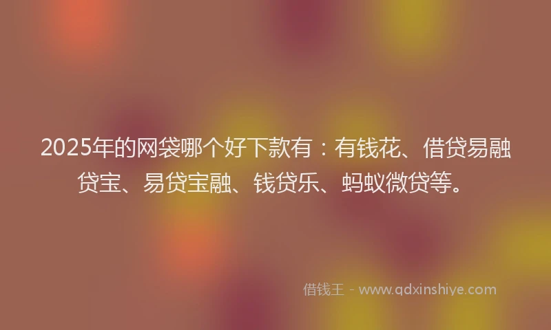 2025年的网袋哪个好下款有：有钱花、借贷易融贷宝、易贷宝融、钱贷乐、蚂蚁微贷等。
