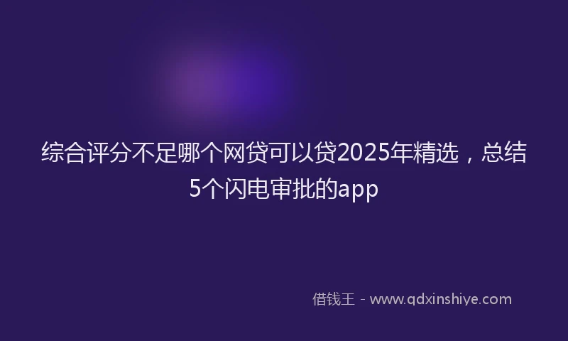 综合评分不足哪个网贷可以贷2025年精选，总结5个闪电审批的app