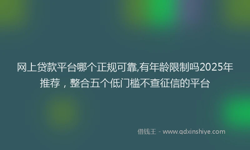 网上贷款平台哪个正规可靠,有年龄限制吗2025年推荐，整合五个低门槛不查征信的平台