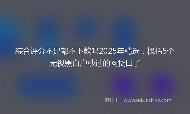 综合评分不足都不下款吗2025年精选，概括5个无视黑白户秒过的网贷口子