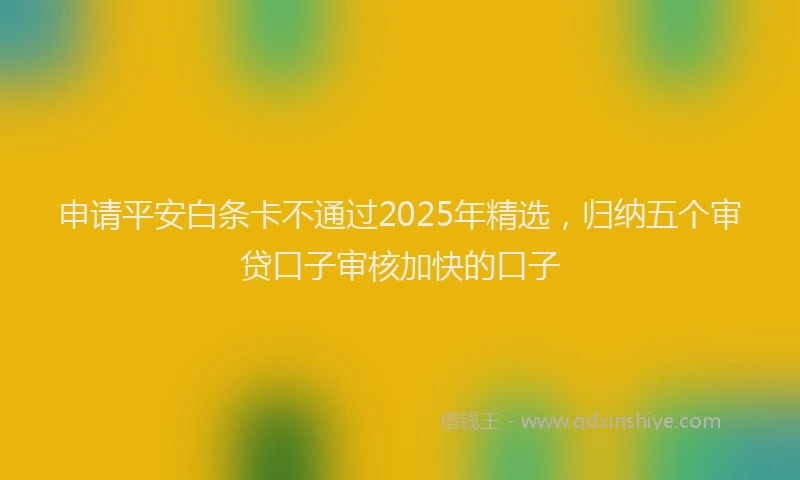 申请平安白条卡不通过2025年精选，归纳五个审贷口子审核加快的口子