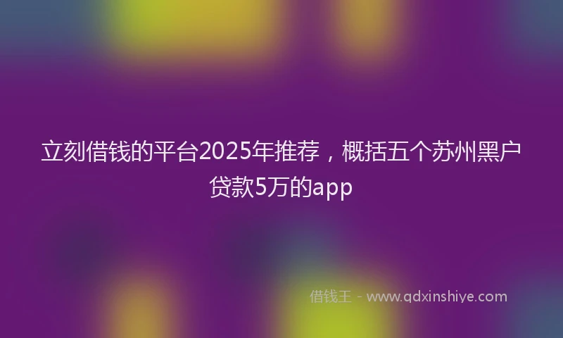 立刻借钱的平台2025年推荐，概括五个苏州黑户贷款5万的app