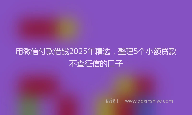 用微信付款借钱2025年精选，整理5个小额贷款不查征信的口子