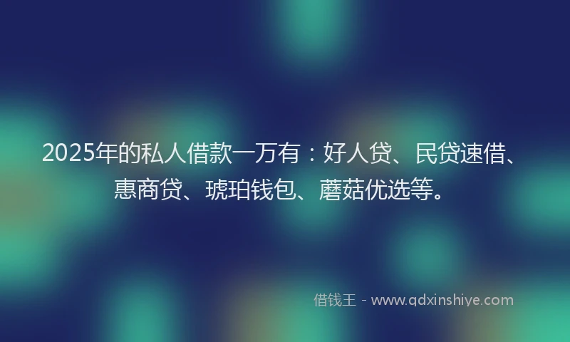 2025年的私人借款一万有：好人贷、民贷速借、惠商贷、琥珀钱包、蘑菇优选等。