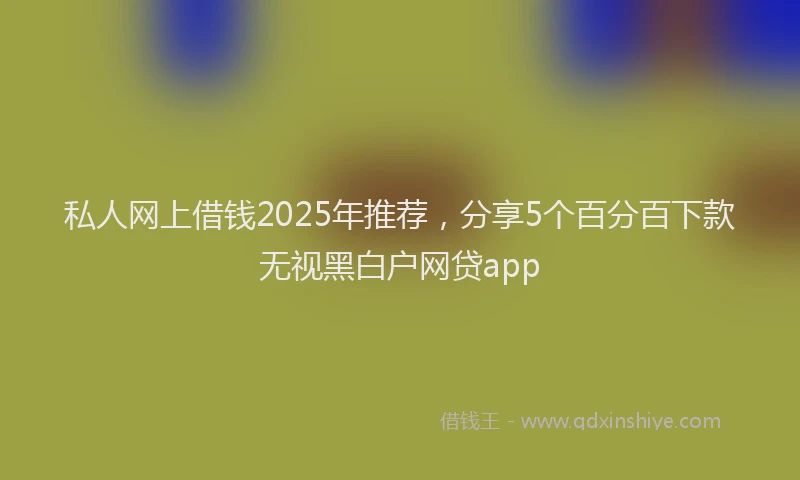 私人网上借钱2025年推荐，分享5个百分百下款无视黑白户网贷app