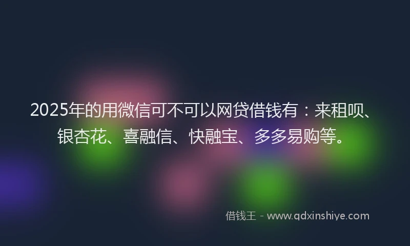 2025年的用微信可不可以网贷借钱有：来租呗、银杏花、喜融信、快融宝、多多易购等。