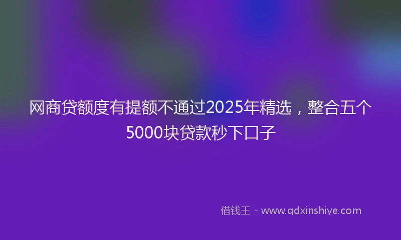 网商贷额度有提额不通过2025年精选，整合五个5000块贷款秒下口子