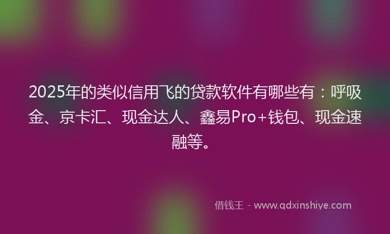 2025年的类似信用飞的贷款软件有哪些有：呼吸金、京卡汇、现金达人、鑫易Pro+钱包、现金速融等。