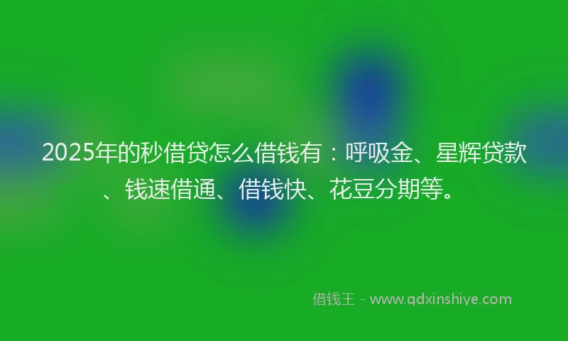 2025年的秒借贷怎么借钱有：呼吸金、星辉贷款、钱速借通、借钱快、花豆分期等。