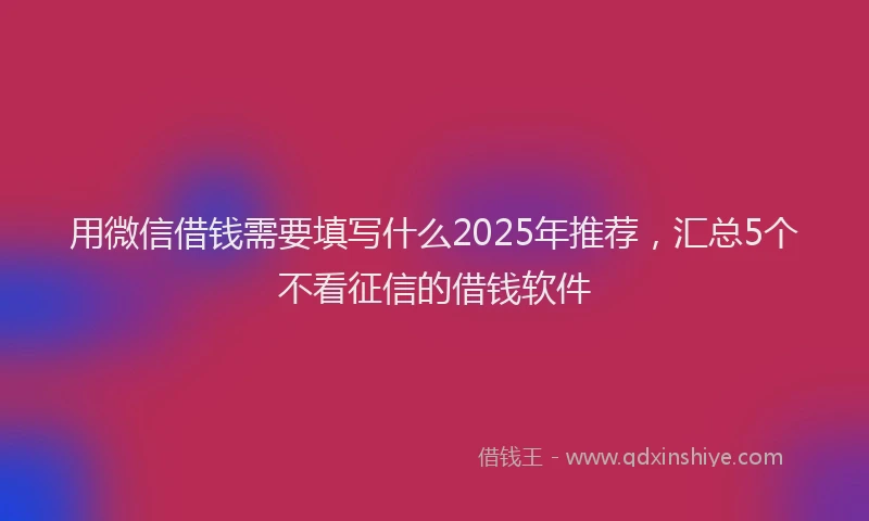 用微信借钱需要填写什么2025年推荐，汇总5个不看征信的借钱软件
