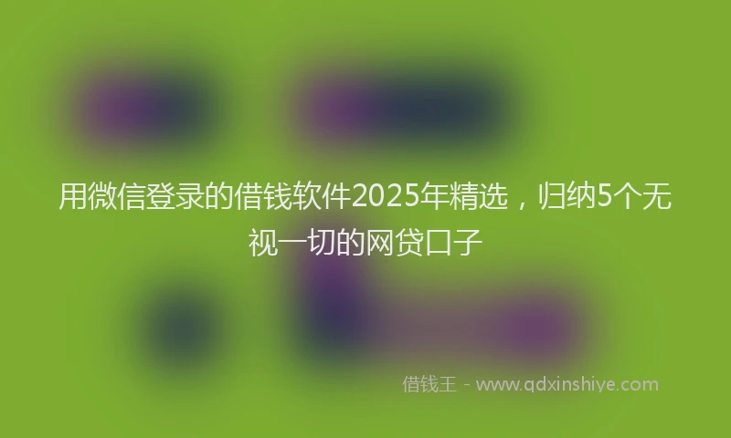 用微信登录的借钱软件2025年精选，归纳5个无视一切的网贷口子