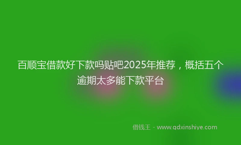 百顺宝借款好下款吗贴吧2025年推荐，概括五个逾期太多能下款平台