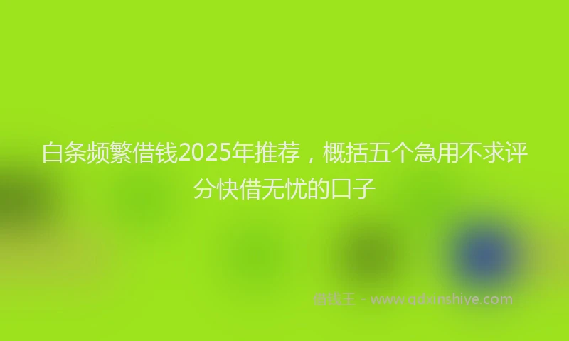 白条频繁借钱2025年推荐，概括五个急用不求评分快借无忧的口子