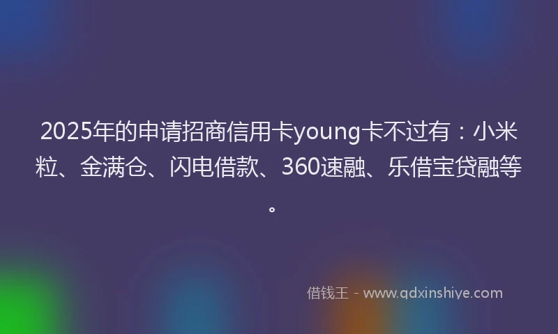 2025年的申请招商信用卡young卡不过有：小米粒、金满仓、闪电借款、360速融、乐借宝贷融等。