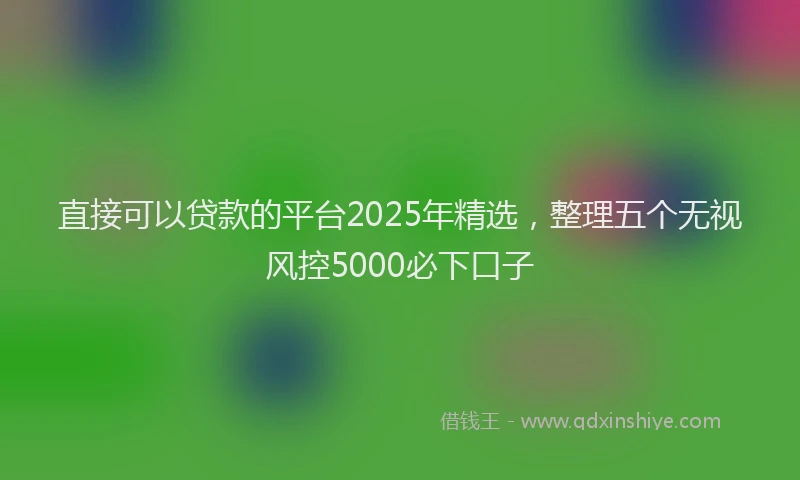 直接可以贷款的平台2025年精选，整理五个无视风控5000必下口子