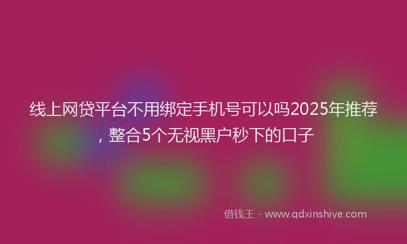 线上网贷平台不用绑定手机号可以吗2025年推荐，整合5个无视黑户秒下的口子