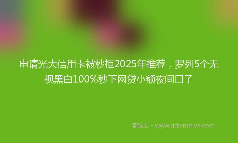 申请光大信用卡被秒拒2025年推荐，罗列5个无视黑白100%秒下网贷小额夜间口子