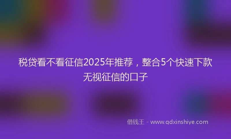 税贷看不看征信2025年推荐，整合5个快速下款无视征信的口子