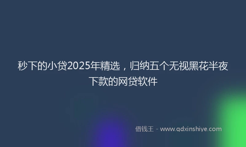 秒下的小贷2025年精选，归纳五个无视黑花半夜下款的网贷软件
