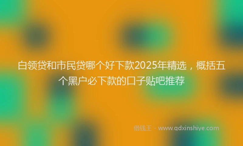 白领贷和市民贷哪个好下款2025年精选，概括五个黑户必下款的口子贴吧推荐