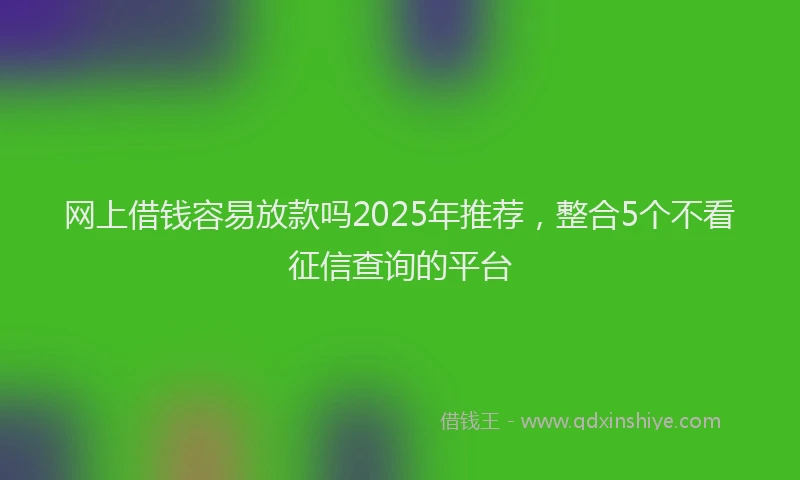 网上借钱容易放款吗2025年推荐，整合5个不看征信查询的平台